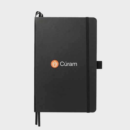 Cúram branded journal book with matching pen